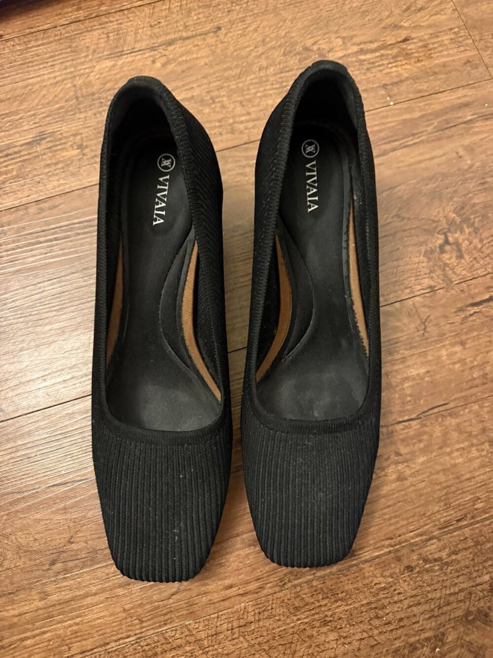 Vivaia Black Square-Toe Comfort Chunky Heels Size 41/10